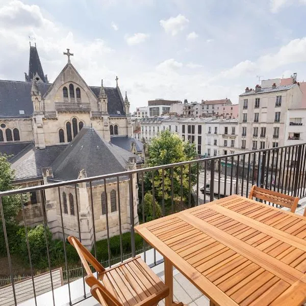 La Terrasse de l'Eglise, Paris Center & Eurostar 15 mn, Brand new duplex with terrasse, balcony, 2 bathrooms, parking,，位于圣但尼的酒店