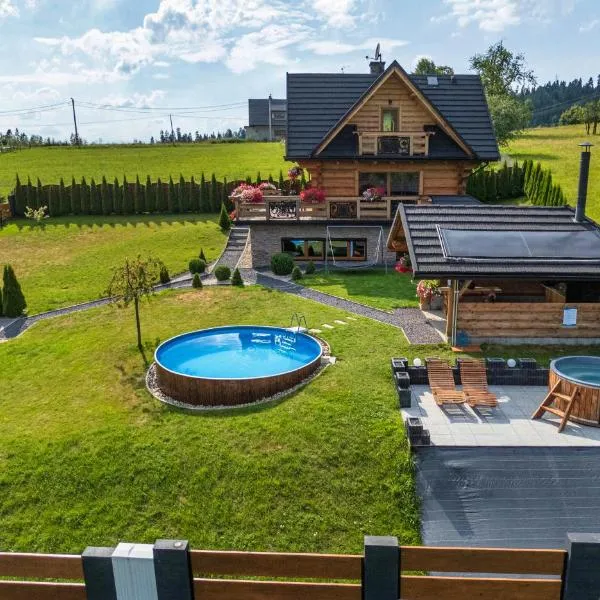 Domek w górach DeLuxe sauna,jacuzzi,basen,hot tub-Nowy Targ blisko Białka ,Zakopane，位于新塔尔格的酒店