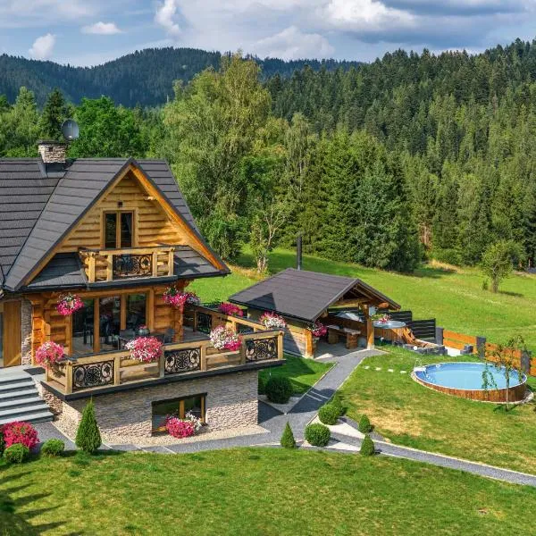 Domek w górach DeLuxe sauna,jacuzzi,basen,hot tub-Nowy Targ blisko Białka ,Zakopane，位于Obidowa的酒店