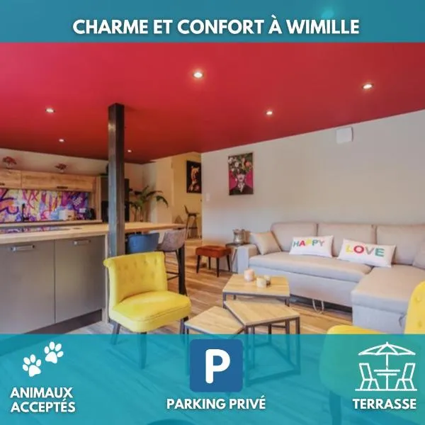 Le Coloré, Apt 90m2, 4 pers, Wimille proche Wimereux，位于Wimille的酒店