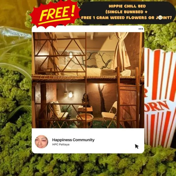 Happiness Community Wake & Bake Hostel - Rooftop Bar & Bistro，位于南芭堤雅的酒店