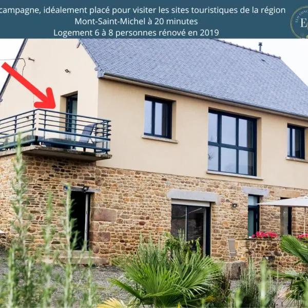 Maison comprenant deux gîtes à louer, ensemble ou indépendamment, capacité de 4 à 19 personnes Idéalement placé pour visiter le Mont-Saint-Michel, Saint-Malo et les alentours，位于Baguer-Pican的酒店