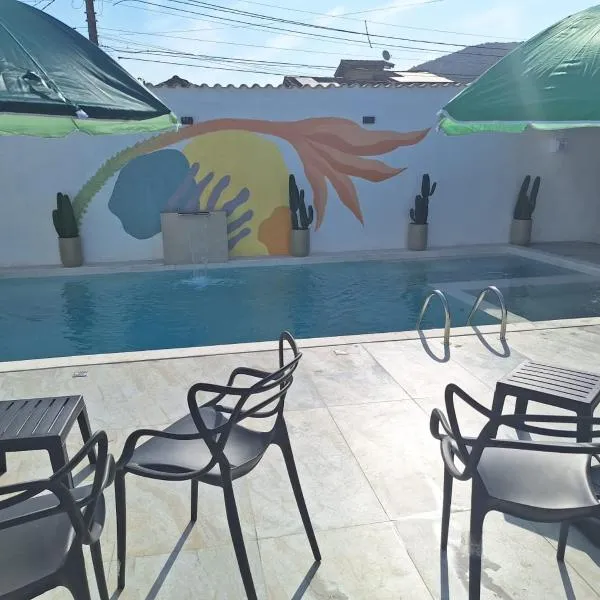 Residencial Caetano, Micro Casa com churrasqueira privativa e piscina do condomínio, infantil, adulto e hidromassagem，位于瓜鲁雅的酒店