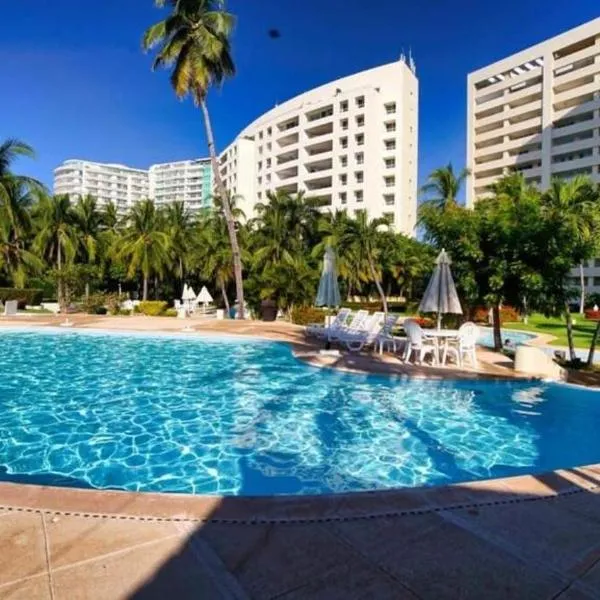 A pie de mar en zona hotelera, 1BR condo In Monarca Ixtapa, no pagas brazalete，位于伊斯塔帕的酒店