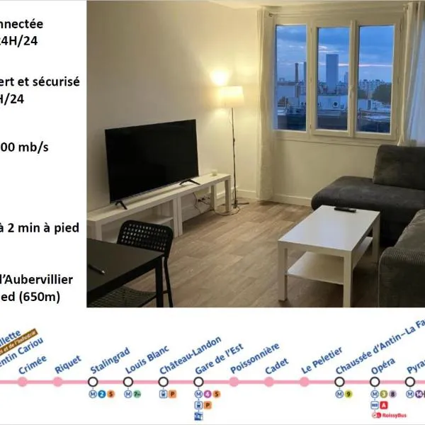 Logement spacieux à 15min de Paris - Free parking - Free wifi，位于庞坦的酒店