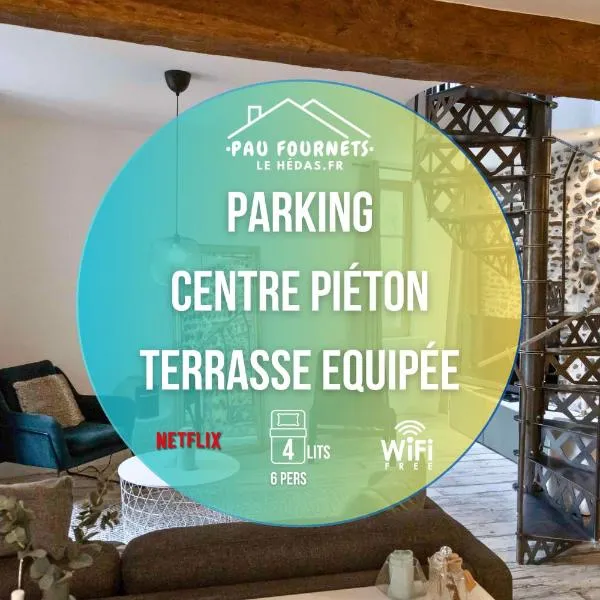 Maison dans le centre historique pour 6 personnes avec terrasse et parking，位于波城的酒店