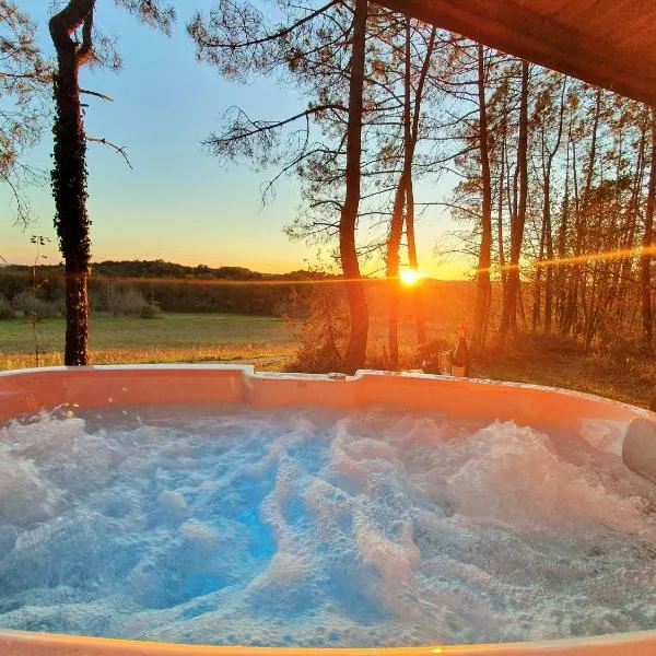 Magnifique chalets en rondins avec SPA et Tipis en plaine Nature Environnement ressourçant au calme vue imprenable Lascaux SPA non disponible juillet et aout，位于Les Farges的酒店