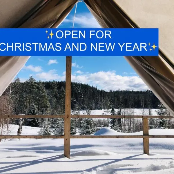 Glamping tent in a forest, lake view，位于哈瑟拉的酒店