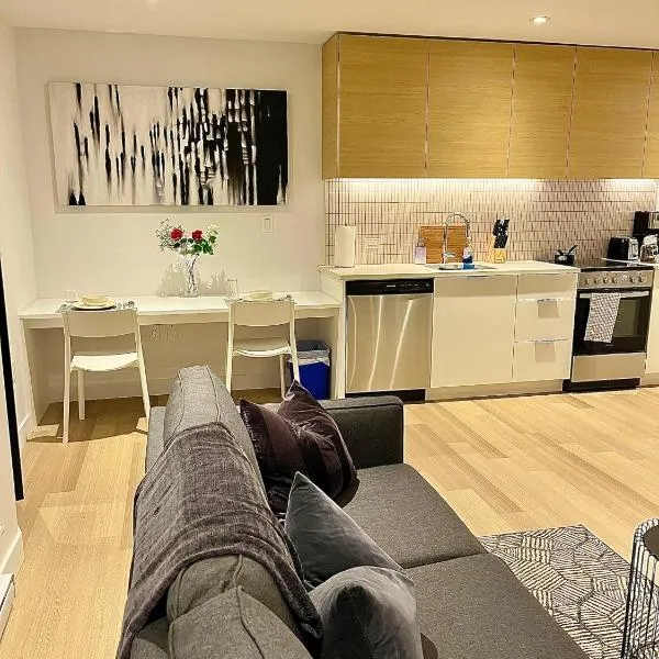 Modern 1BR Condo w Balcony Free Parking & Gym Near Metro & Downtown，位于蒙特利尔的酒店