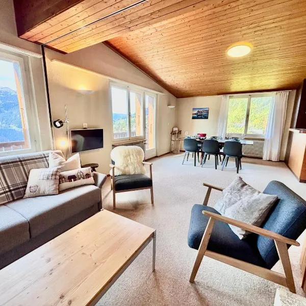 Jungfraujoch, Chalet Ski In&Out, Wengen, Valley view，位于翁根的酒店