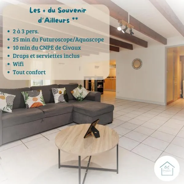 LE SOUVENIR D'AILLEURS T2 65m2，位于Lhommaizé的酒店