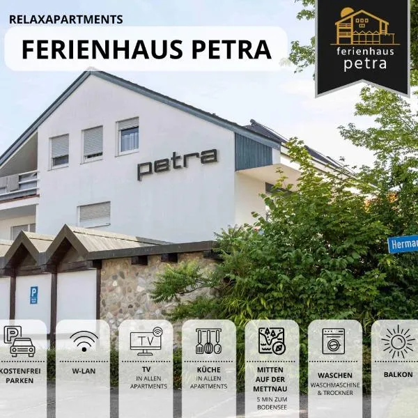 Ferienhaus Petra - Großzügige Ferienwohnungen in bester Bodenseelage l 1 Minute zum Bodensee l 7 Ferienwohnungen l Vollausgestattete Küchen l Gratis-WLAN l Gratis Parkplätze l Mitten auf der Mettnau，位于博登斯边的拉多夫采尔的酒店