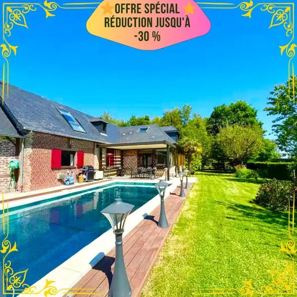 La Villa Normande - Piscine - Jaccuzzi encastré - WIFI Fibre - 6 chambres - 4 TV 4K - Jeux Enfants - Luxe，位于Bosc-Mesnil的酒店