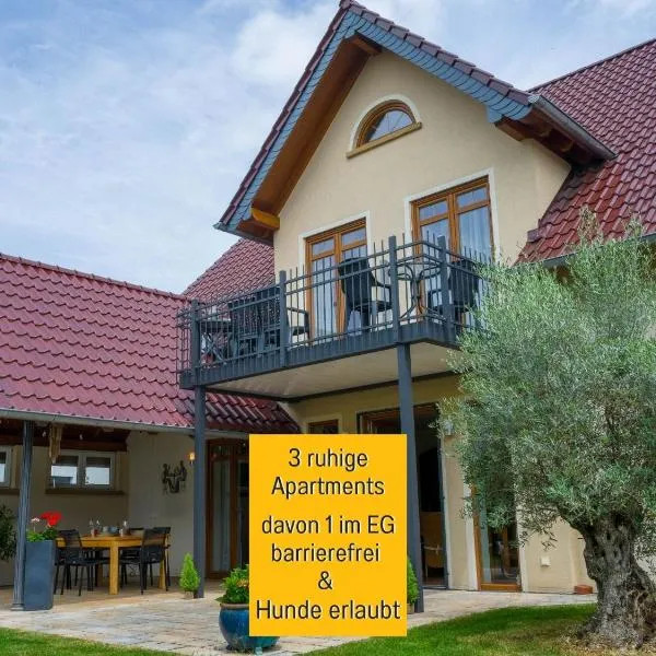 Dahem-Apartments - ruhig Parkplatz Rhein Main Gebiet gut erreichbar - App 1 barrierefrei mit Kamin Garten und Hund - App 2 mit Balkon，位于Bretzenheim的酒店