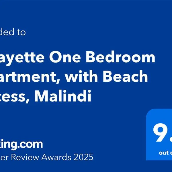 Lafayette One Bedroom Apartment, with Beach Access, Malindi，位于马林迪的酒店