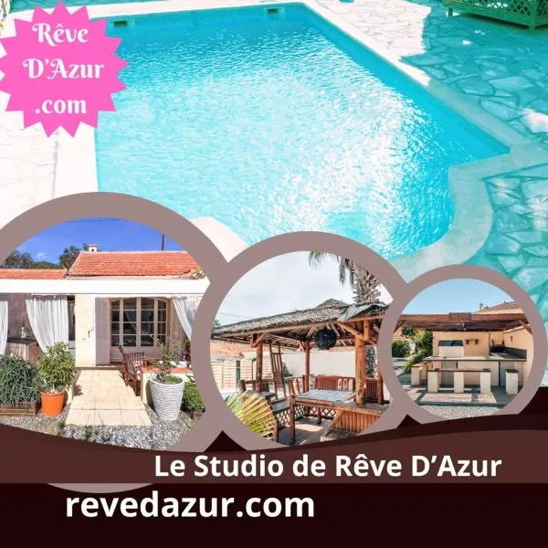 Rêve D'azur en bord de mer, studio avec piscine partagée, parking Barbecue, draps inclus à la Nartelle，位于圣马克西姆的酒店