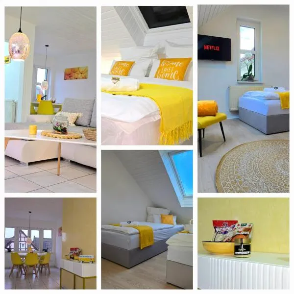 HAPPY HOMES YELLOW - Up to 8 - Küche - W-LAN - Netflix - Honig - Badewanne，位于Nidda的酒店