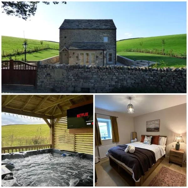 PRIVATE LUXURY Barn Stay with Hot Tub and OUTDOOR ENTERTAINMENT, YORKSHIRE DALES SLEEPS 10!，位于Airton的酒店