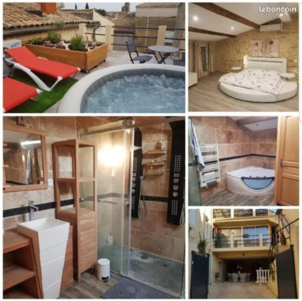 Suite de charme avec terrasse, spa extérieur et petit piscine，位于莱德农的酒店