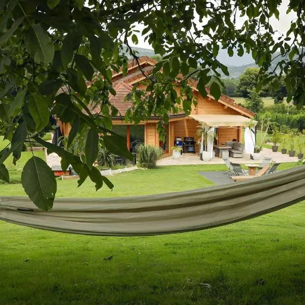 Magnifique Chalet avec piscine et salle de sport，位于Peyrieu的酒店