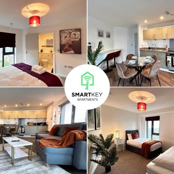 Executive 2 Bed 2 Bath Central Woking Flat with Free Parking，位于Horsell的酒店