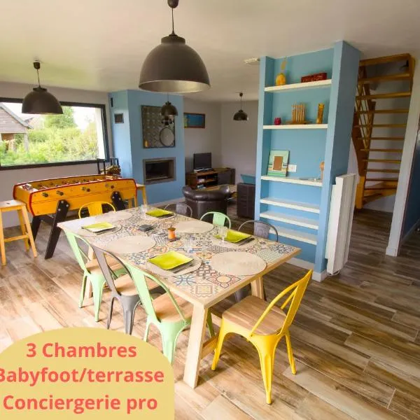 Evasion entre Mer et Campagne avec Babyfoot et terrain de pétanque, 3 chambres, cheminée - Intendance Luxury Host，位于Le Rozel的酒店
