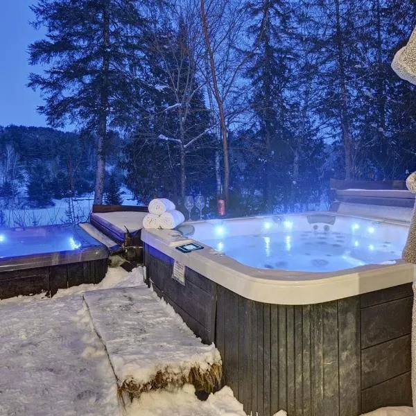 Front RIVER private BEACH 2 HOT TUBS 15 p SAUNA，位于Labelle的酒店