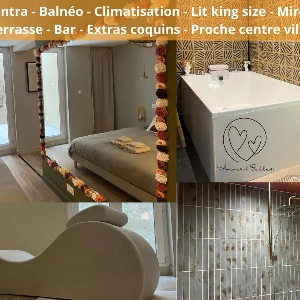 Suite Romantique - Love Room Valence Amour et Bulles - Jacuzzi - Lit king size avec miroir XXL - Sofa Tantra - Drôme Ardèche，位于瓦朗斯堡的酒店