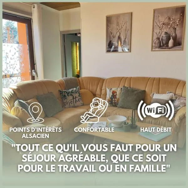 Grand appartement au cœur de la région alsacienne，位于水贡昂莫德河畔的酒店