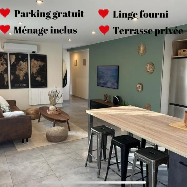 Maison calme avec terrasse-garage centre ville D，位于第戎的酒店