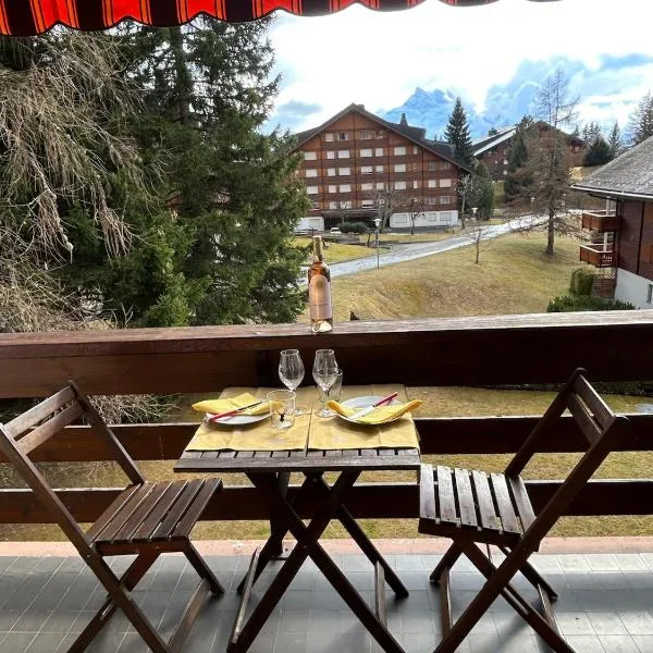Central studio in Villars sur Ollon, Emeraude, for 2 only 100m to Bretaye ski train，位于威拉尔-苏-罗伦的酒店