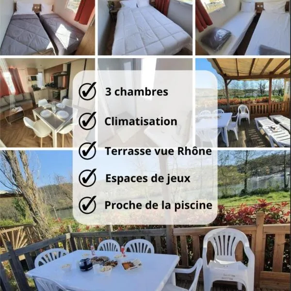Les flots de Condrieu - VIA -RHÔNA -8 pers, et vue sur Rhône-BBQ，位于孔德里约的酒店