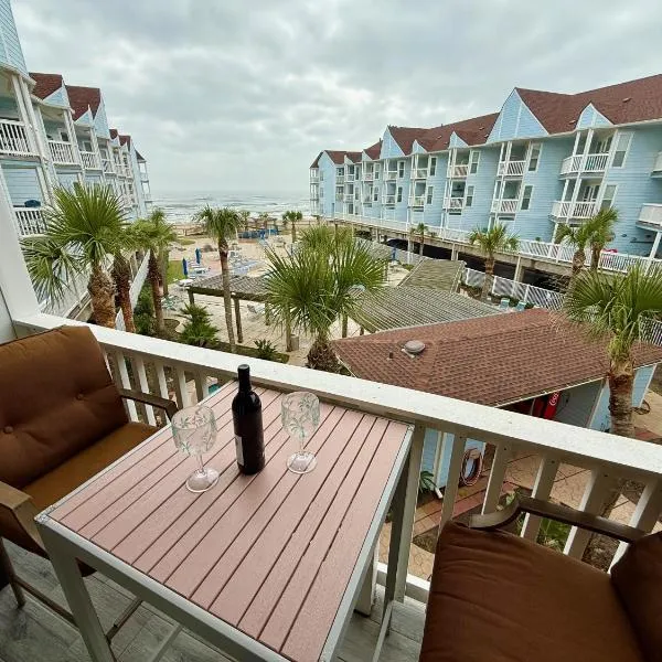 Seascape 2202 The Seashell Pearl Beachfront Condo Gulf View Pool Hottubs Netflix，位于加尔维斯敦的酒店