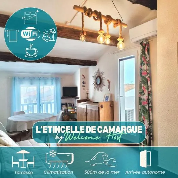 L'étincelle de Camargue, Plage et centre à pied，位于圣马迪拉莫的酒店