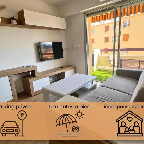 Studio Kialeo près de la plage avec parking，位于罗克布吕讷-卡普马丹的酒店
