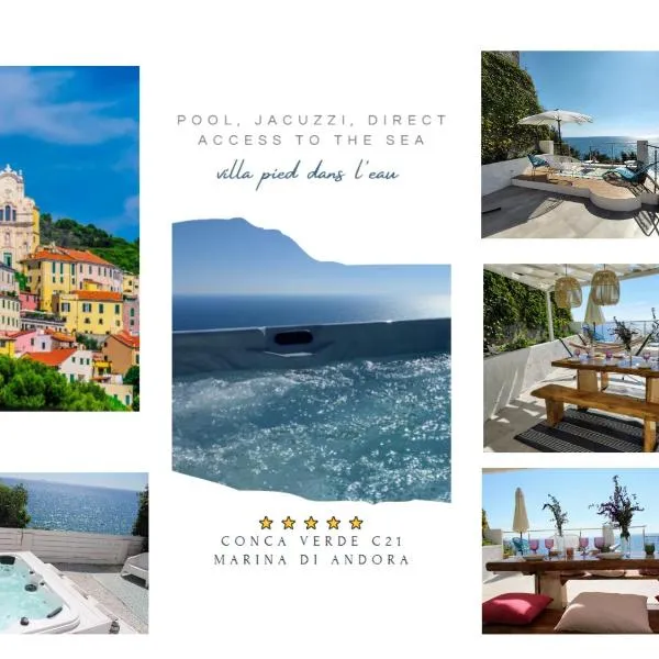 Conca Verde c21- BEACH FRONT little villas POOL, private JACUZZI sea view，位于玛丽安迪安多拉的酒店