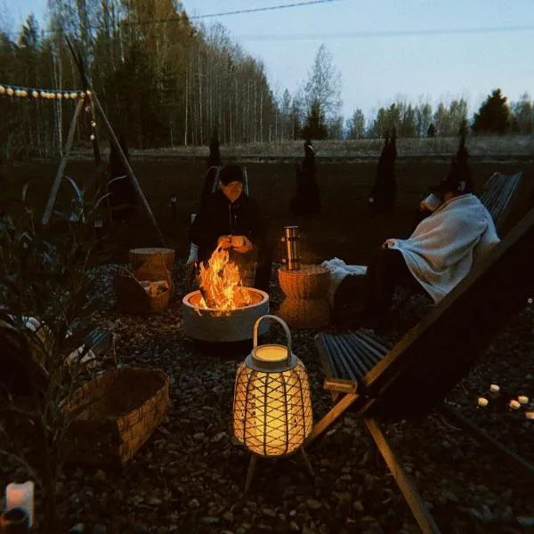 Nordic Eco Retreat with Sauna, Firepit and Slow Living，位于Kesälahti的酒店