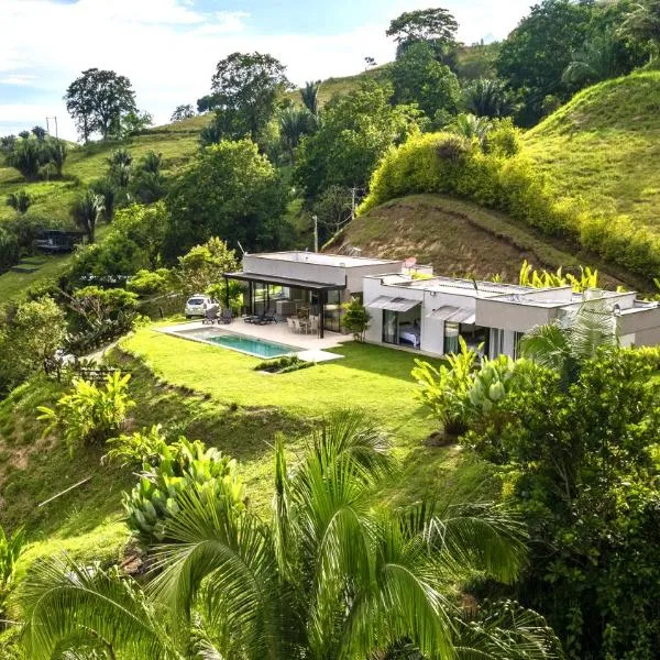 Modern Villa Surrounded by Nature and Gardens with Pool and Stunning Mountain and River Views，位于拉特瓦伊达的酒店