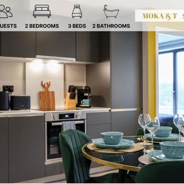 Emerald Elegance, 2Bed 2Bath Leeds Escape, Center & Stadium，位于利兹的酒店