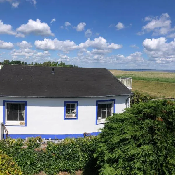 Sonniges Strandhaus mit Wasserblick am Haff mit 2 Schlafzimmern für 4 Pers，位于Mönkebude的酒店