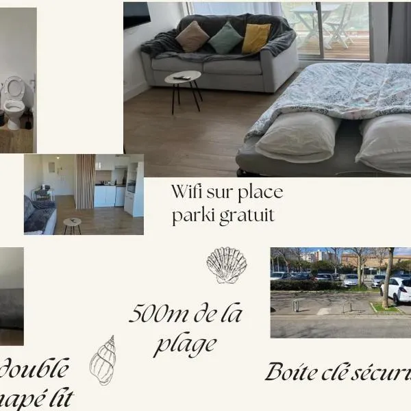 Joli appart Carnon parking Free, wifi 7Min Airport，位于卡诺海滩的酒店