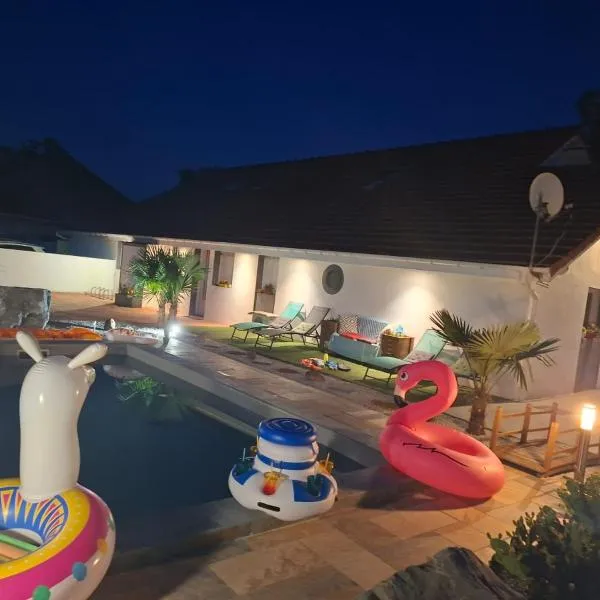 Escapade du Roi Henri IV à PAU MAISON Entièrement Privée 6 Personnes & BÉBÉ avec Piscine, SPA, Braséro & Plancha Idéal Vacances, Week-end, Repos ou Télétravail，位于波城的酒店