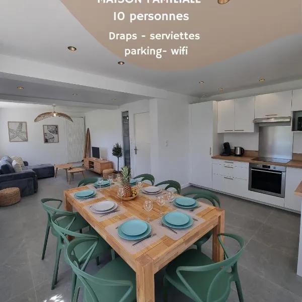 Maison familiale - 10pers - 3 étoiles - lumineuse et cosy - draps et serviettes inclus - parking - La Torche 9 min，位于Saint-Jean-Trolimon的酒店