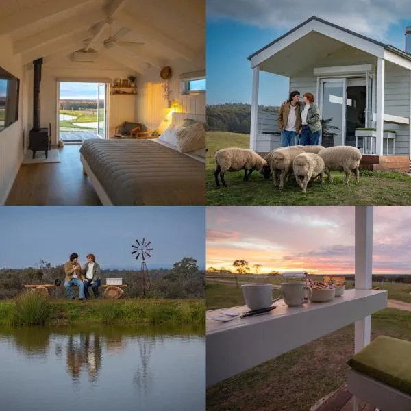 Banjos Cabin Gippsland - Luxury Eco Stay - King Bed, Pond Valley Views, Fireplace，位于Seaton的酒店