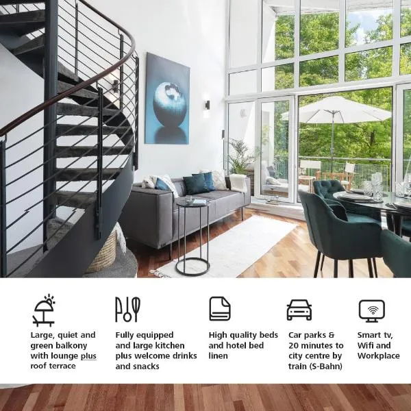 Blueberry Living - Design Loft nahe München - Dachterrasse - S-Bahn，位于高廷的酒店