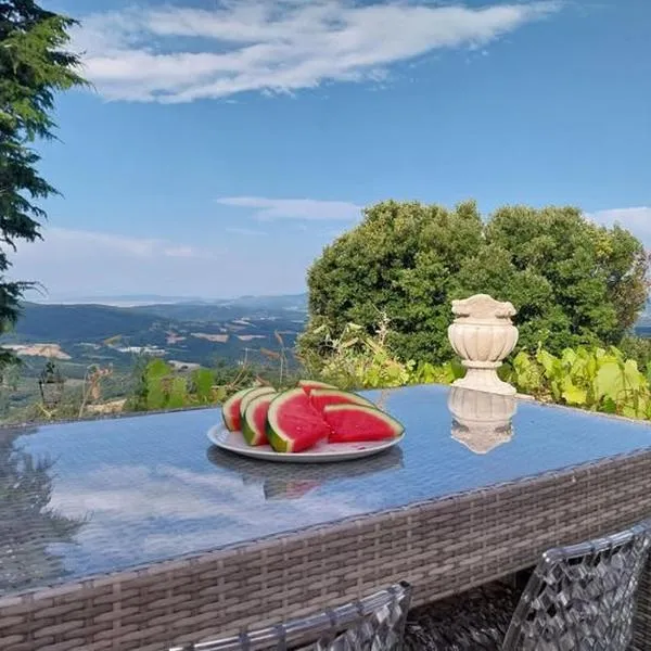 Casa Sole di Toscana con grande terrazza panoramica, giardino e vasca relax idromassaggio，位于Monterotondo的酒店