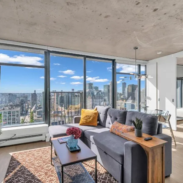 Skyview, 40th Floor! 2BR Condo in Downtown Vancouver，位于温哥华的酒店