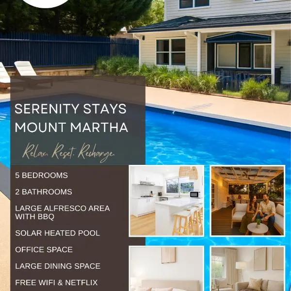 SERENITY STAYS Mount Martha Mornington Peninsula，位于玛莎山的酒店
