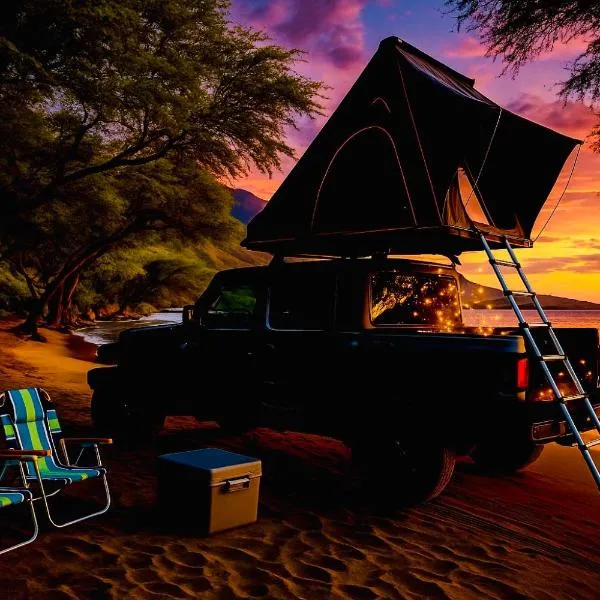Embark on a journey through Maui with Aloha Glamp's jeep and rooftop tent allows you to discover diverse campgrounds, unveiling the island's beauty from unique perspectives each day，位于帕依亚的酒店