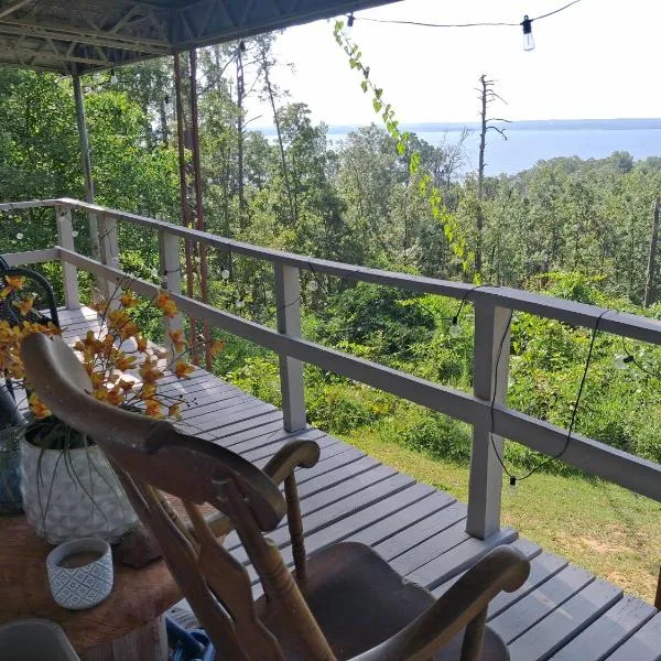 Overlooking Lake Eufaula Alabama PERFECT PRIVATE GETAWAY COTTAGE FOR COUPLES FISHERMAN-FRIENDS located in a private gated community bring the golf cart many paved roads and boat parkingt BOAT DOCK NEAR and community fishing pier and beach，位于Abbeville的酒店